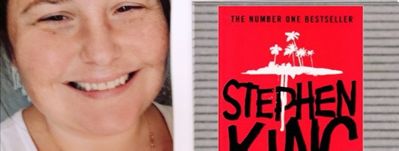 Portrait of me holding a red Stephen King book, Duma Key